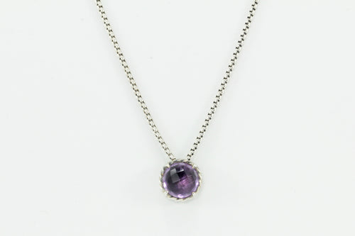 David Yurman Sterling Silver Amethyst  Pendant Necklace - Queen May