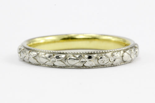 Antique 18K Gold Floral Motif Wedding Band by Hayden W. Wheeler & Company Size 6.5 - Queen May