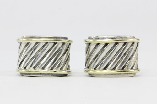 David Yurman Cable Classics Cigar Band Earrings Sterling Silver and 14K - Queen May