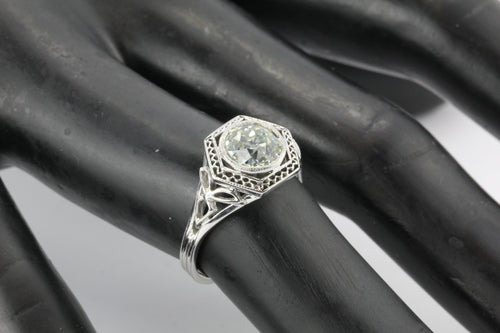 Art Nouveau 18K 1.49 Carat Fancy Color Old European Diamond Engagement Ring - Queen May