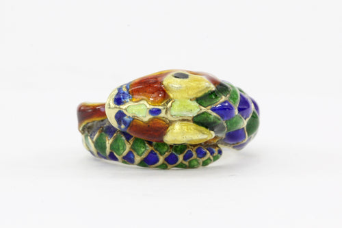 14K Yellow Gold Enamel Snake Ring - Queen May