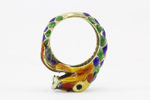 14K Yellow Gold Enamel Snake Ring - Queen May