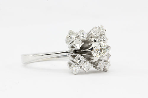 18K White Gold .72CTW Diamond Cluster Ring - Queen May