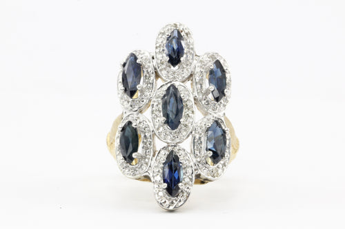 14K Yellow Gold 2.6 Blue Sapphires and Diamond Ring - Queen May