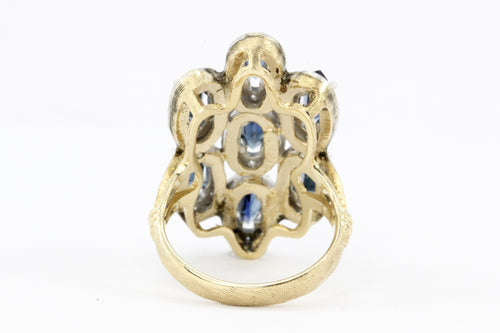 14K Yellow Gold 2.6 Blue Sapphires and Diamond Ring - Queen May