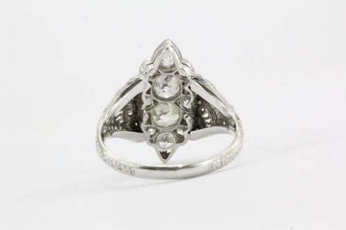 Antique Art Deco 18K White Gold 1.5 CTW Old Mine Cut Diamond Engagement Ring - Queen May