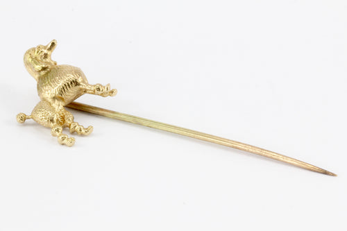 Vintage 14K Yellow Gold Poodle Dog Stick Pin - Queen May