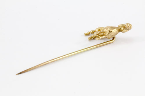 Vintage 14K Yellow Gold Poodle Dog Stick Pin - Queen May