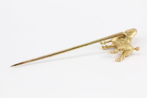 Vintage 14K Yellow Gold Poodle Dog Stick Pin - Queen May