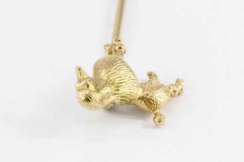 Vintage 14K Yellow Gold Poodle Dog Stick Pin - Queen May