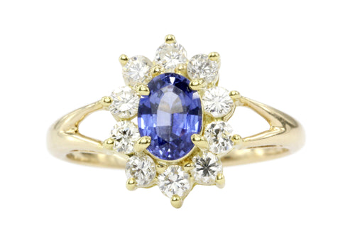 14K & 18K Natural Sapphire 1 Carat Diamond Ring - Queen May