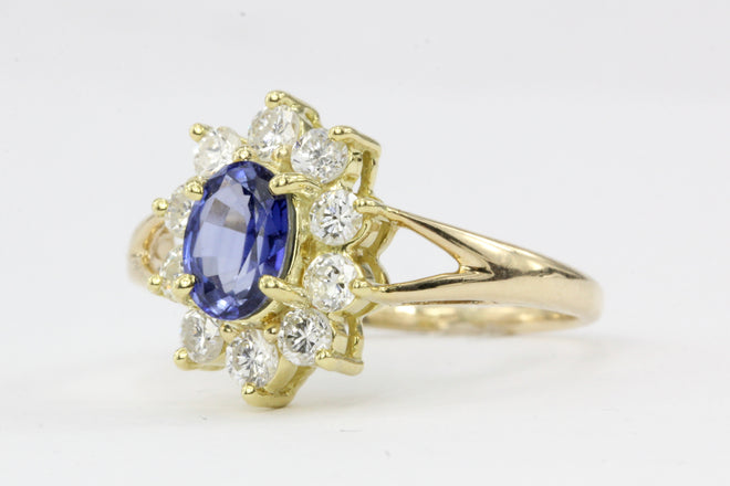 14K & 18K Natural Sapphire 1 Carat Diamond Ring - Queen May
