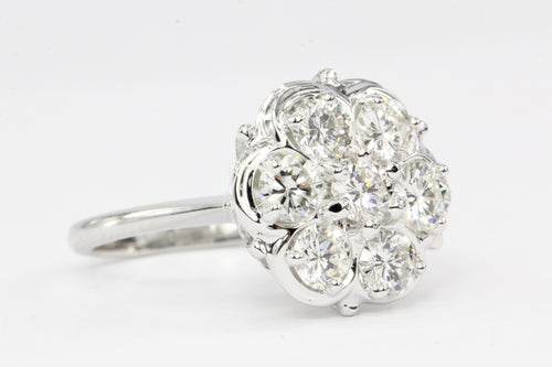 14K White Gold 1.5 CTW Diamond Flower Cluster Ring - Queen May