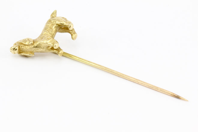 14K Yellow Gold Spaniel Dog Stick Pin - Queen May