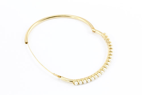 14K Yellow Gold 3.2mm Pearl Bangle Bracelet - Queen May