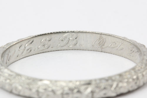 Art Deco Platinum Wedding Band October 27, 1921 CGH to LEB - Queen May
