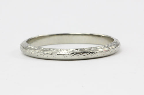 Art Deco 18K White Gold Wedding Band - Queen May