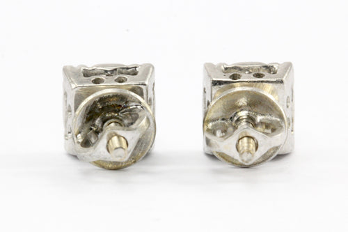 14K White Gold .20 CTW Diamond Cluster Screw Back Earrings - Queen May