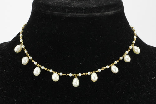 Tiffany & Co 18K Yellow Gold Pearl Choker Necklace Toggle Clasp Closure 16" - Queen May