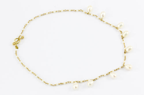 Tiffany & Co 18K Yellow Gold Pearl Choker Necklace Toggle Clasp Closure 16" - Queen May