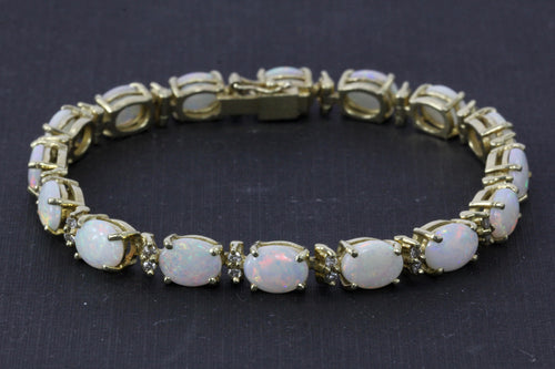 14K Yellow Gold 12 CTW Opal and Diamond Bracelet - Queen May