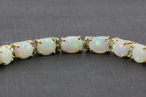 14K Yellow Gold 12 CTW Opal and Diamond Bracelet - Queen May