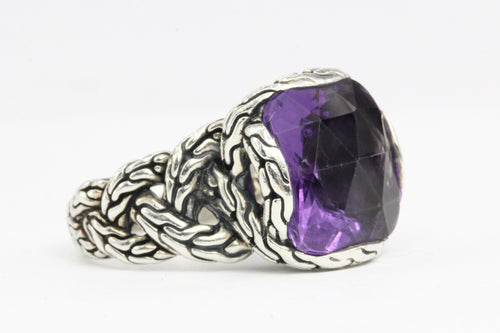 John Hardy Amethyst Classic Chain Braided Sterling Silver Ring - Queen May
