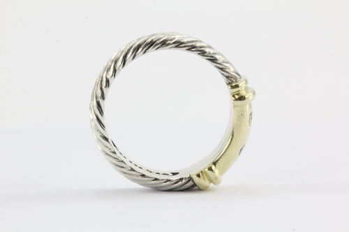 David Yurman Metro 14K Gold Sterling Diamond Cable Ring Band - Queen May