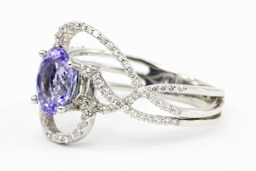 18k White Gold 2.01 Carat Tanzanite Diamond Ring w/ Papers Size 8.75 - Queen May