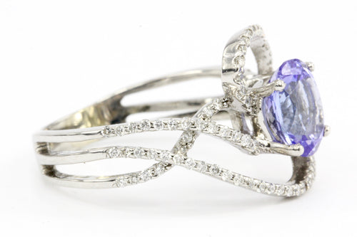 18k White Gold 2.01 Carat Tanzanite Diamond Ring w/ Papers Size 8.75 - Queen May