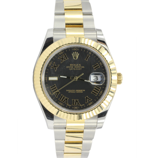 Rolex 2015 Oyster Datejust 116333 Slate Roman Dial Steel 18k Mens Watch - Queen May