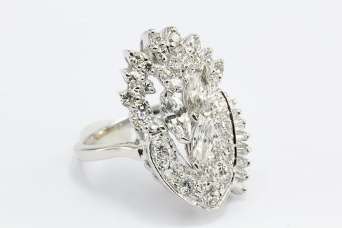 Retro Harold Freeman EREV 14K White Gold Diamond Cocktail Ring c.1960's - Queen May