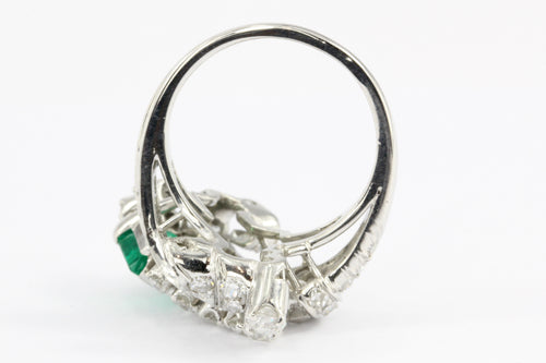 Retro Art Deco Platinum Diamond Emerald Cluster Ring C.1930's - Queen May