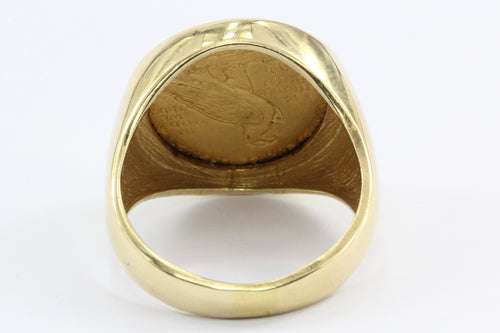 14K Gold US 1913 $2.50 Gold Indian Quarter Eagle Coin Ring Size 10.75 - Queen May