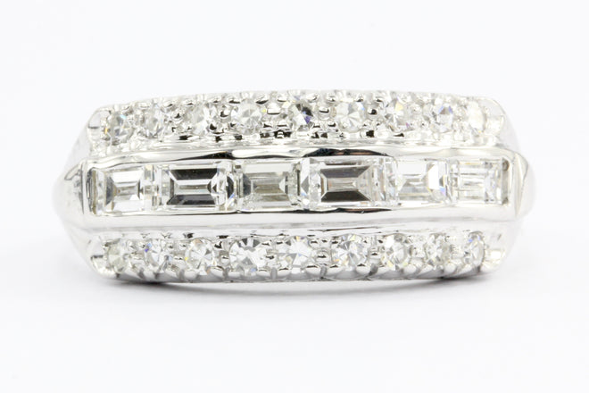 14K White Gold Diamond Half Band Ring c.1940's - Queen May