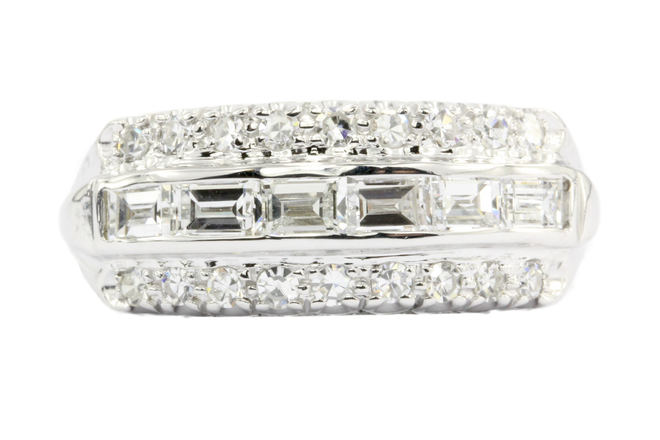 14K White Gold Diamond Half Band Ring c.1940's - Queen May