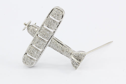 18K White Gold Diamond J. Gideon Airplane Brooch/Pin - Queen May