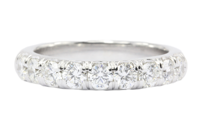 14K White Gold 1 Carat Diamond Half Eternity Band Ring Size 6.25 - Queen May