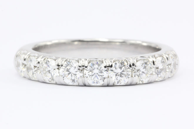 14K White Gold 1 Carat Diamond Half Eternity Band Ring Size 6.25 - Queen May