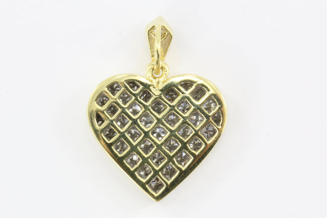 18K Gold Invisible Set Princess Cut 5 CTW Diamond Heart Pendant - Queen May