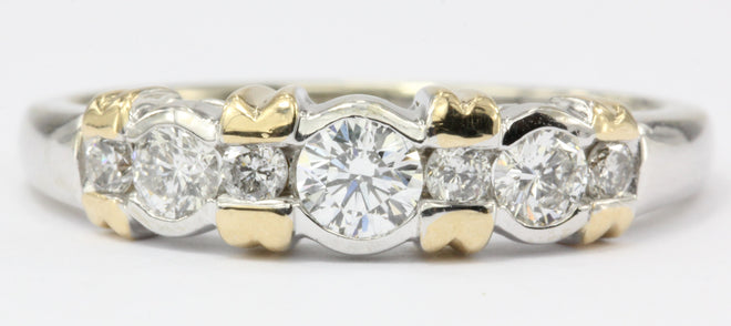 14K White & Yellow Gold Inset Diamond Band Ring - Queen May