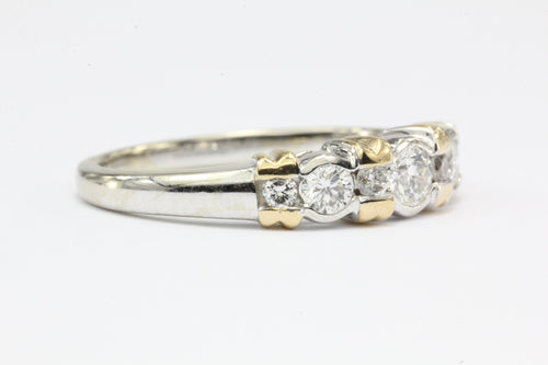 14K White & Yellow Gold Inset Diamond Band Ring - Queen May