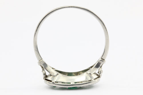 Edwardian Platinum Emerald & Rose Cut Diamond Ring C.1905 - Queen May