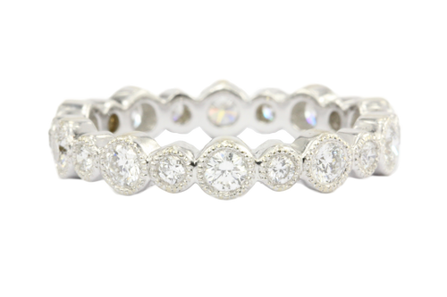 18K White Gold 1 CTW Diamond Eternity Band Ring Size 4.25 - Queen May