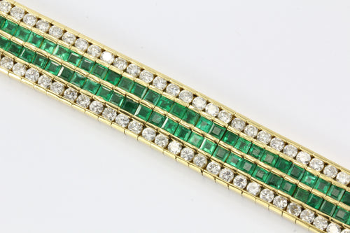 18k Gold Diamond & Emerald Tennis Bracelet 21 CTW - Queen May