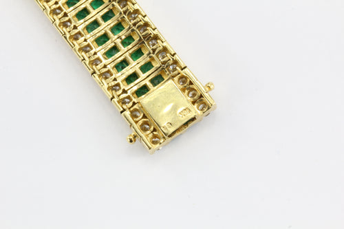 18k Gold Diamond & Emerald Tennis Bracelet 21 CTW - Queen May