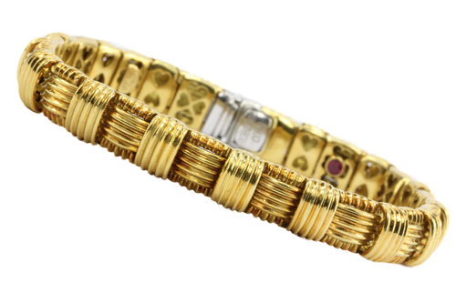Roberto Coin 18K Gold & Diamond Appassionata 1 Row Woven Bracelet - Queen May