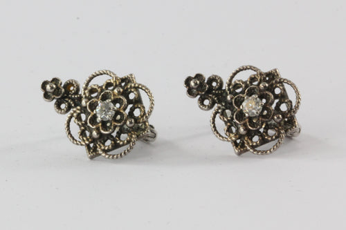 Vintage Sterling Silver Soviet Russia Filigree Earrings - Queen May