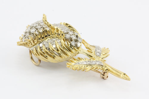 18K Gold & Platinum Diamond Flowering Thistle Pendant / Brooch - Queen May