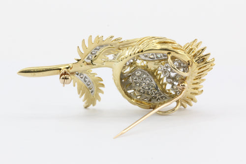 18K Gold & Platinum Diamond Flowering Thistle Pendant / Brooch - Queen May
